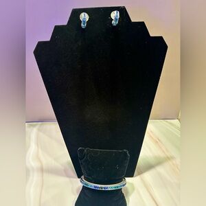 Brighton Blue Crystals and Silver Bracelet and Earrings